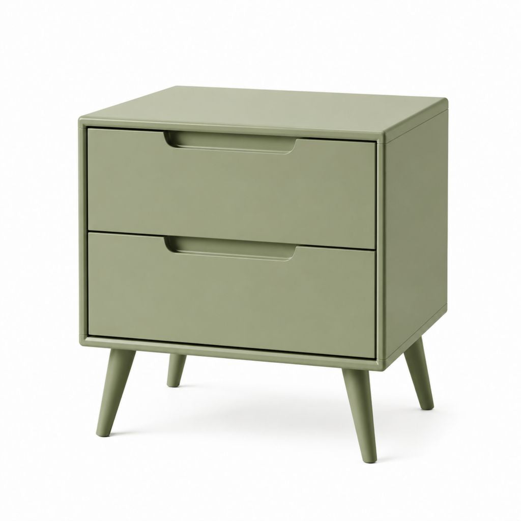 Comodino a 2 cassetti verde salvia in MDF 50 x 40 x 55 cm