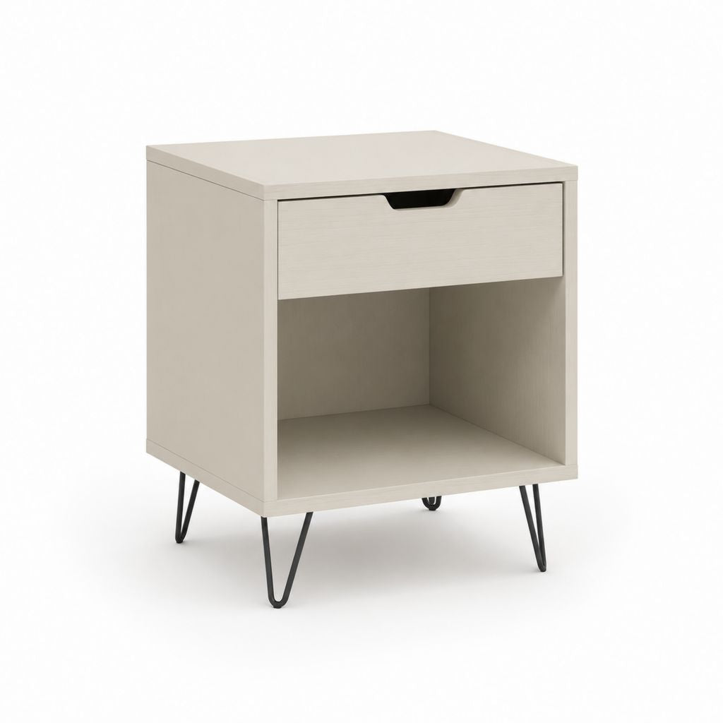 Comodino con cassetto e vano aperto bianco in pannello truciolare rettangolare 40 x 35 x 55 cm