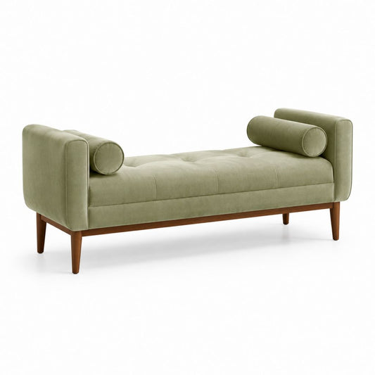 Panca fondoletto imbottita verde in velluto di poliestere rettangolare 160 x 60 x 70 cm