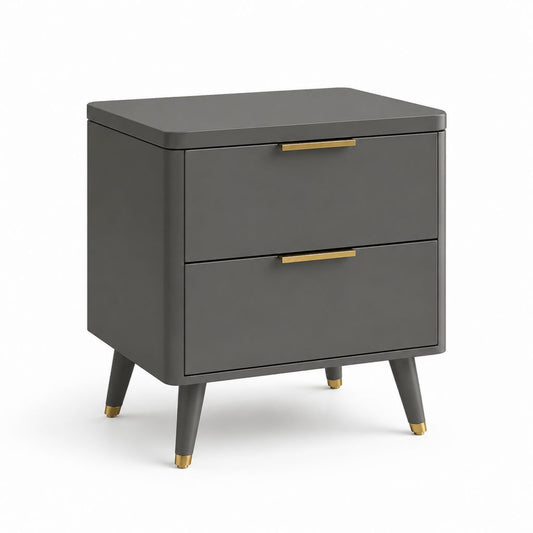 Comodino 2 cassetti grigio antracite in MDF rettangolare 50 x 40 x 60 cm