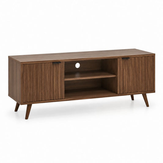 Mobile TV rettangolare marrone in MDF effetto noce con 2 ante 160 x 40 x 60 cm