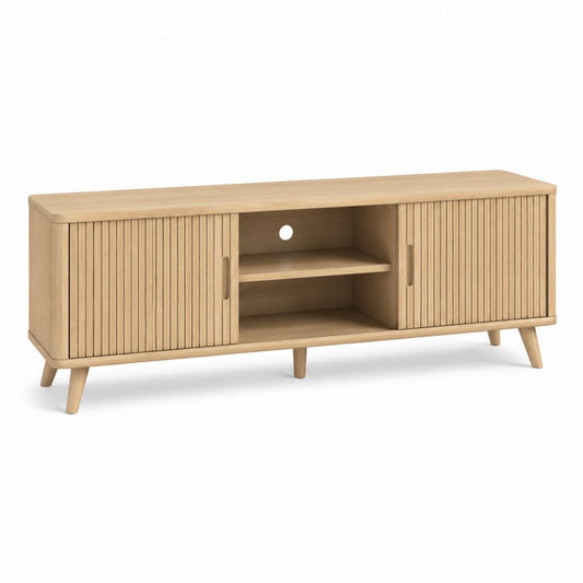 Mobile TV in rovere naturale con ante scorrevoli 140 x 40 x 60 cm