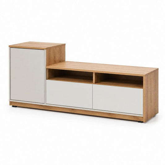 Mobile TV con contenitore rovere e bianco in truciolare 180 x 40 x 80 cm