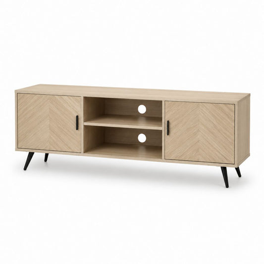 Mobile TV rettangolare rovere chiaro in pannelli di particelle 160 x 40 x 55 cm