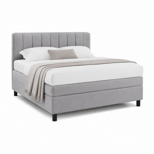 Letto a molle matrimoniale grigio in poliestere rettangolare 160 x 200 cm