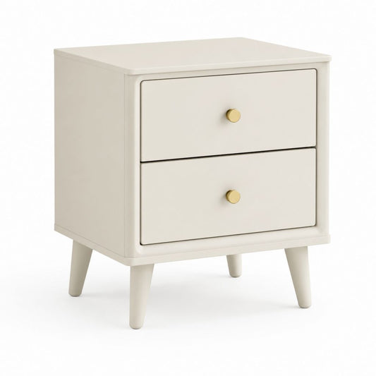 Comodino con 2 cassetti bianco in MDF 40 x 35 x 55 cm