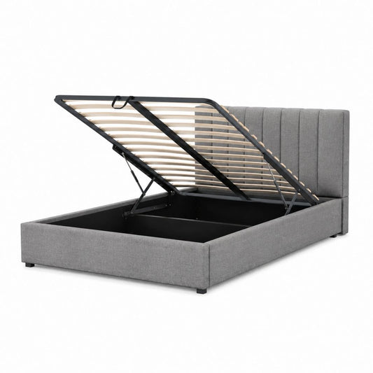 Letto contenitore matrimoniale grigio in poliestere rettangolare 160 x 200 cm